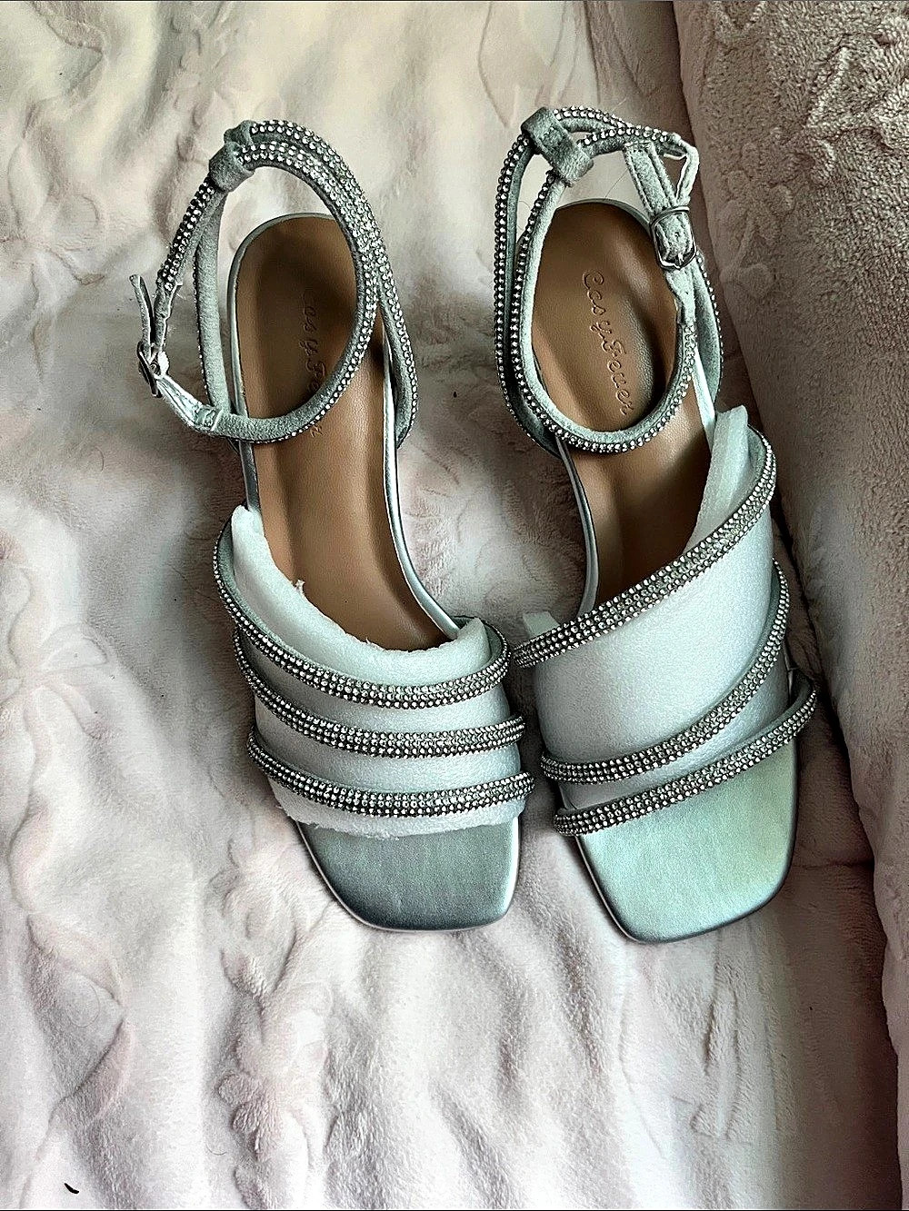 Block Heel Dress Sandal Silver